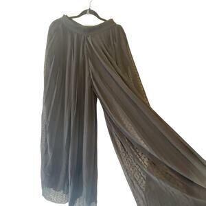 Vintage 90s Dusty Dazz Wide Leg Razor Plisse Pleated Sheer Dress Pants Black S
